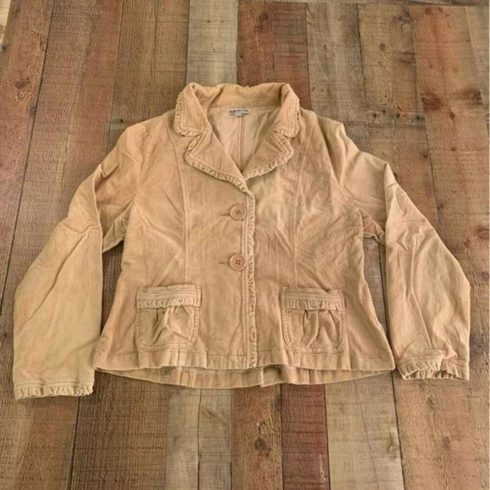 Ambition womens tan corduroy double button front jacket -XL